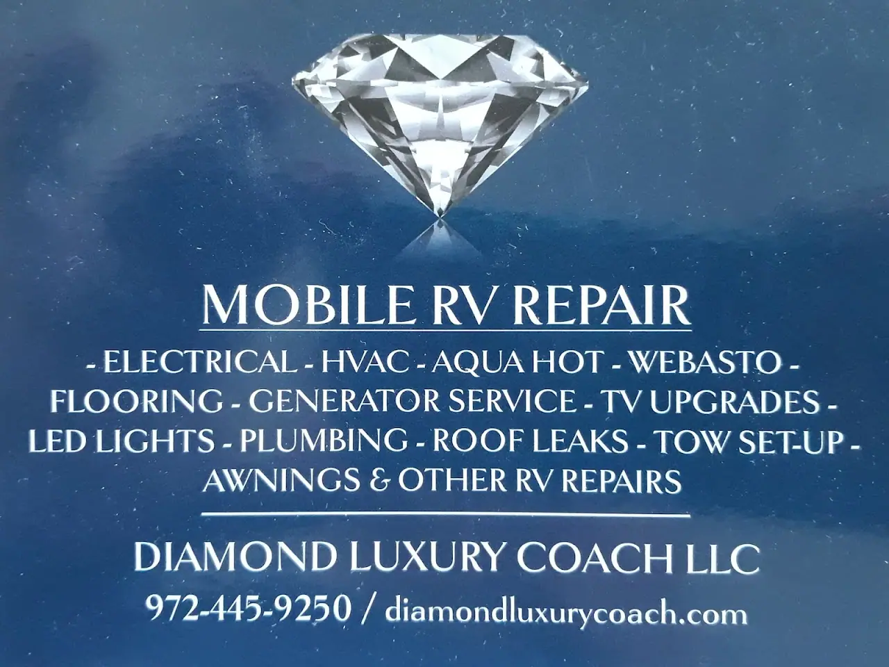 Diamond Luxury Coach, RV inspection in Bonham